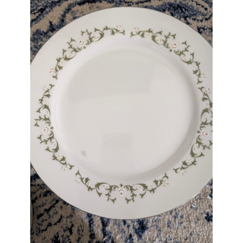Set of 2 Sheffield Fine China Elegance 502 Dinner Plates Japan Silver Rim